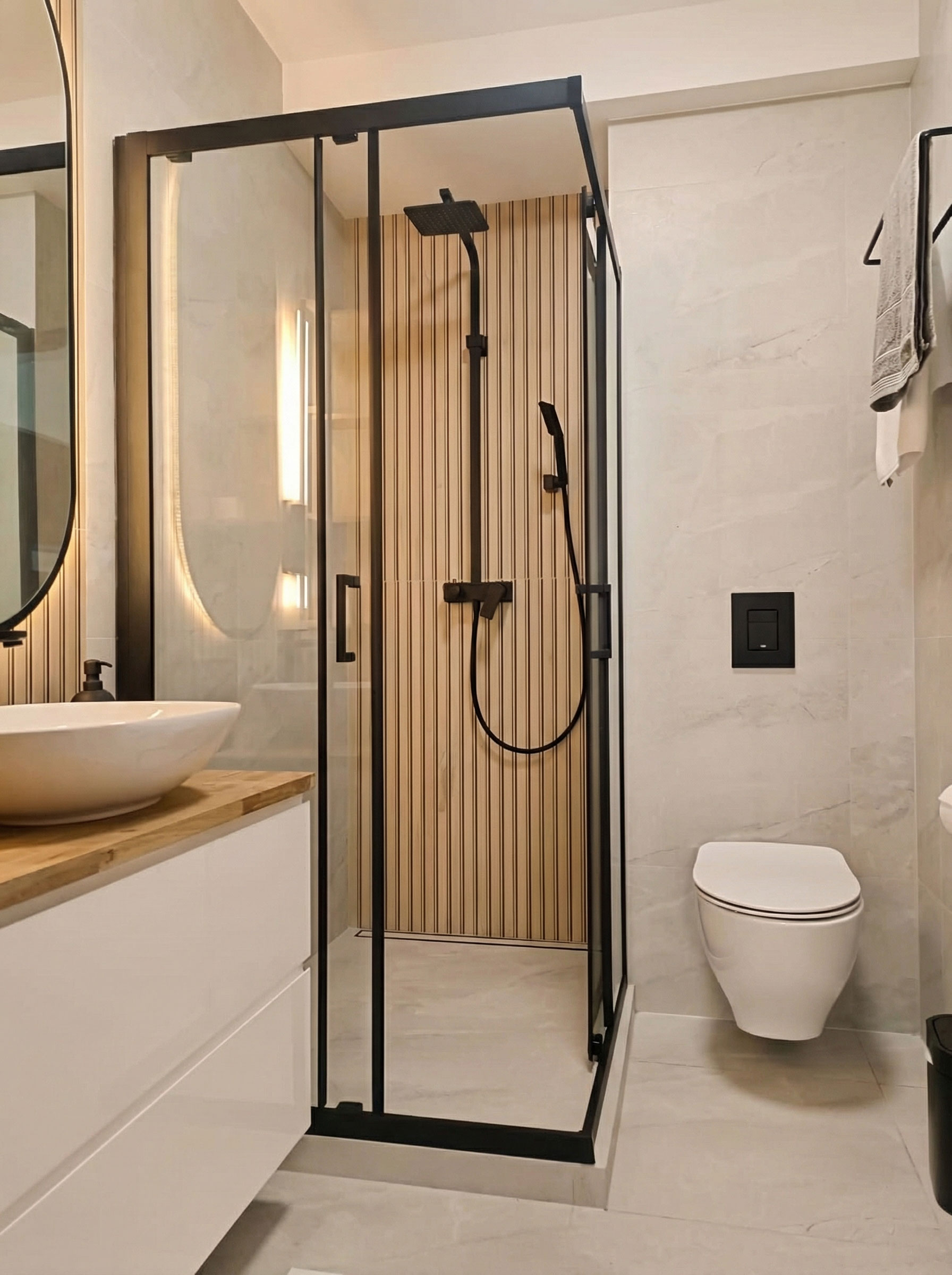 Minimalistyczna łazienka po remoncie – realizacja w okolicach Poznania